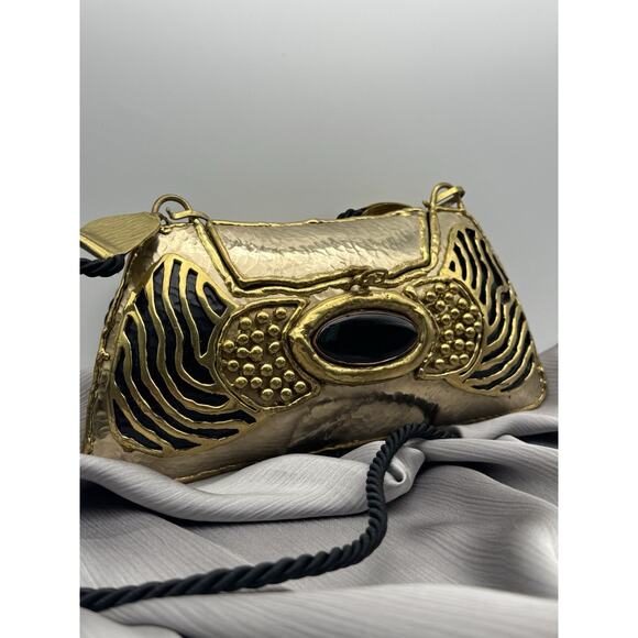 Vtg Exart Handmade Signed Handbag Metal Cabochon Stone Shoulder Purse - Picture 3 of 5